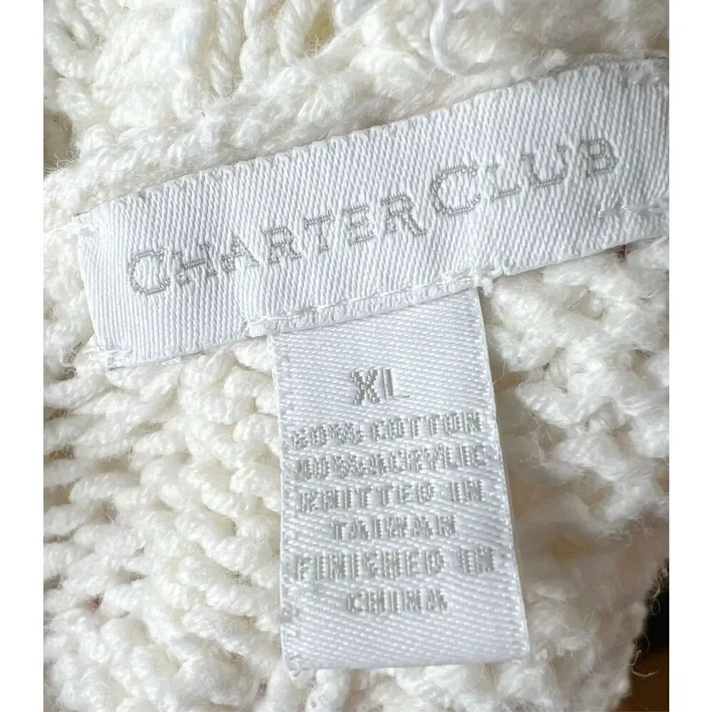 Charter Club Off White Chunky Knit Sweater Size XL